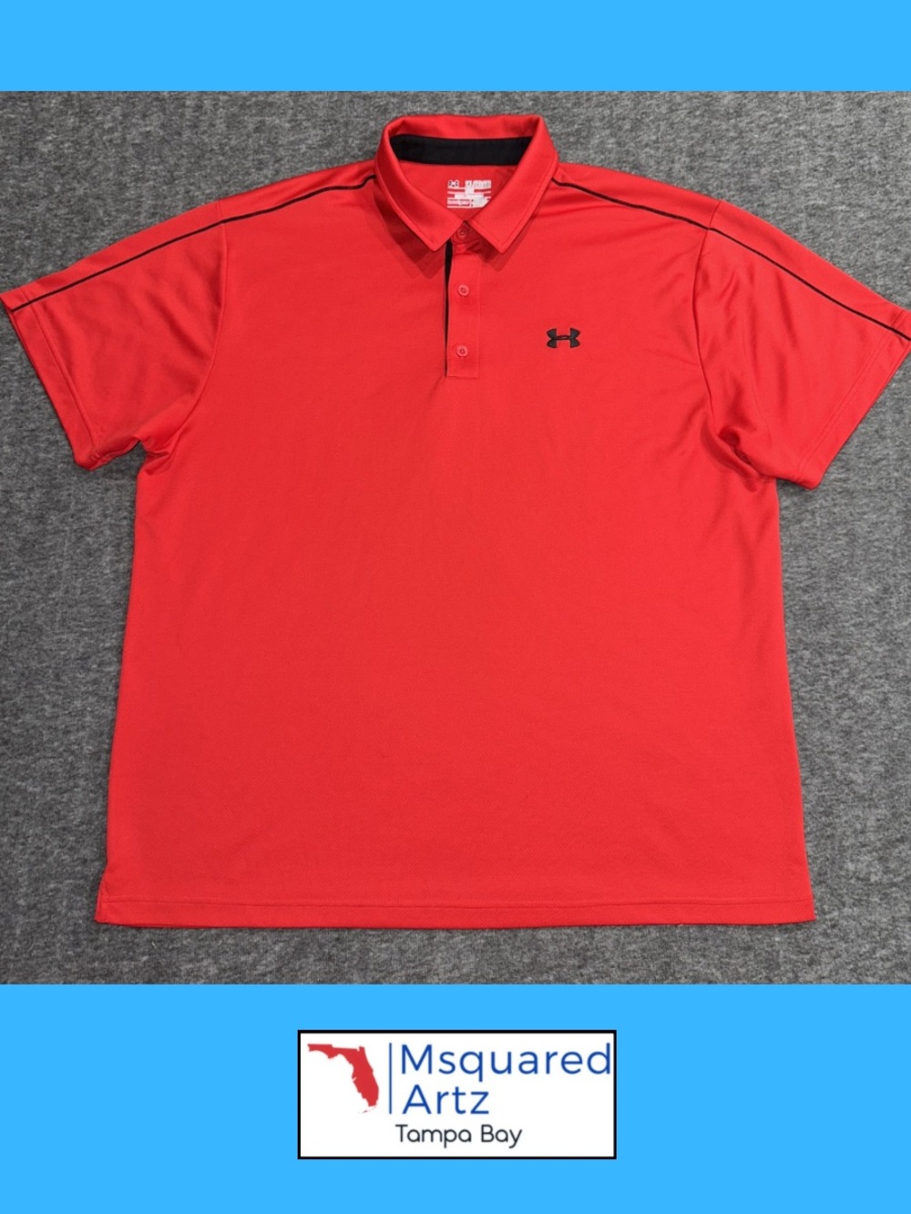 Under Armour HeatGear Loose Fit Red Golf Polo Shirt Men 2XL Athletic Top